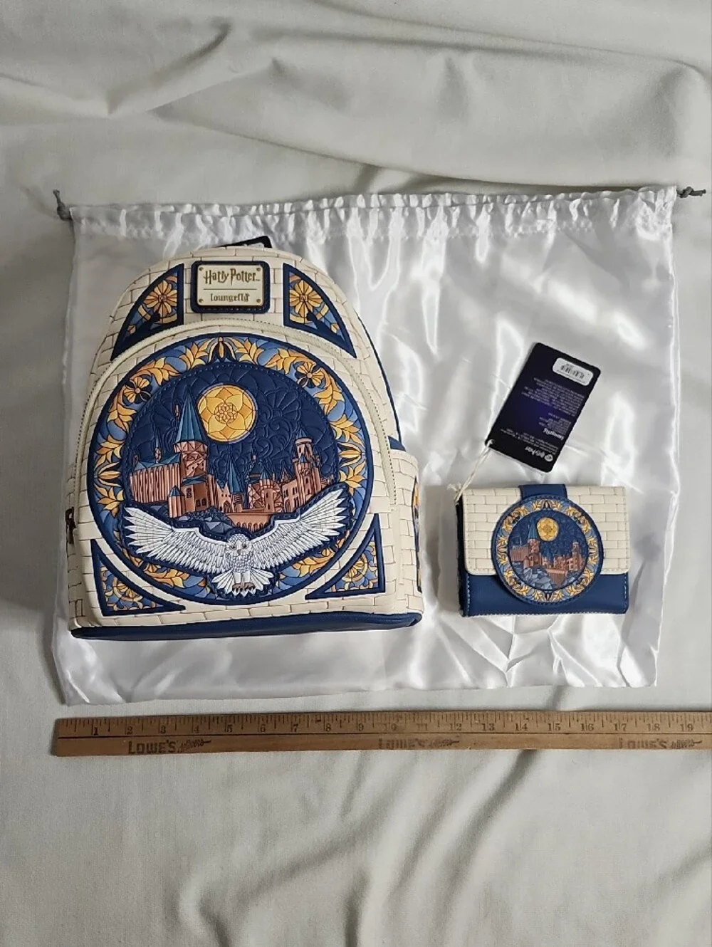 Loungefly Harry Potter Hedwig Stained Glass Mini Backpack with Wallet Set